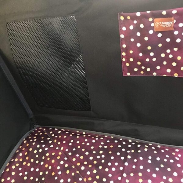 Mata samochodowa dla psa na 2/3 kanapy za pasażerem czarna/złote kropki na bordo - obrazek 3