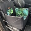 Mata samochodowa dla psa na przednie lub tylne siedzenie BOX profilowany czarna/liście malowane na czarnym