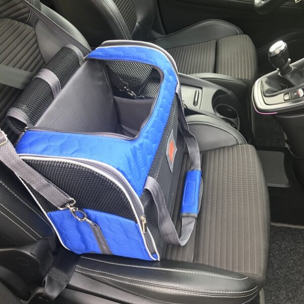 Transporter samochodowy MINI dla kota lub małego psa szafirowy - obrazek 2