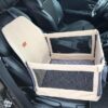 Mata samochodowa dla psa - mata box na tylne/przednie siedzenie z okienkami beżowa/krata brązowa - obrazek 2