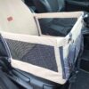 Mata samochodowa dla psa - mata box na tylne/przednie siedzenie z okienkami beżowa/krata brązowa - obrazek 3