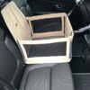 Mata samochodowa dla psa - mata box na tylne/przednie siedzenie z okienkami beżowa/krata brązowa