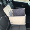 Mata samochodowa dla psa na przednie lub tylne siedzenie BOX profilowany beżowa/krata brązowa - obrazek 3