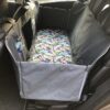 Mata samochodowa dla psa na całe tylne siedzenie z okienkiem z siatki szara/liście pastele