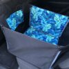 Mata samochodowa dla psa na jedno tylne siedzenie czarna/liście blue green