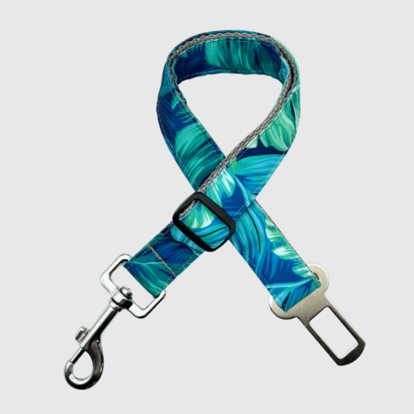 Pas bezpieczeństwa-smycz samochodowa- liście blue green