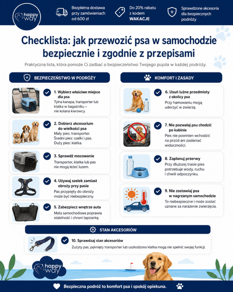 Checklista jak przewozić psa w samochodzie bezpiecznie i zgodnie z przepisami