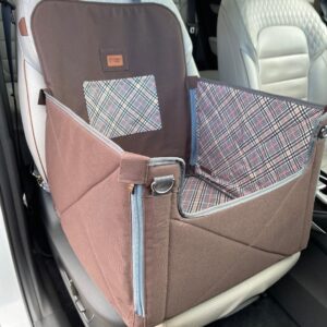 Mata samochodowa dla psa na przednie lub tylne siedzenie BOX profilowany brązowy / krata brązowa