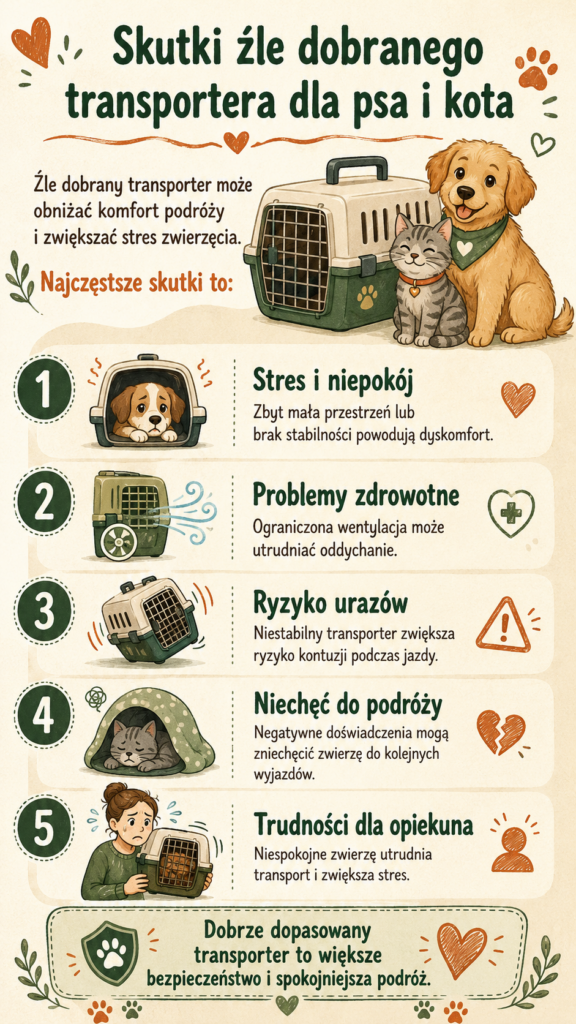 Skutki źle dobranego transportera dla psa i kota